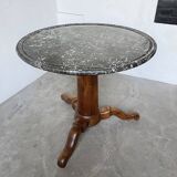 Empire walnut and marble pedestal table, late 19th century