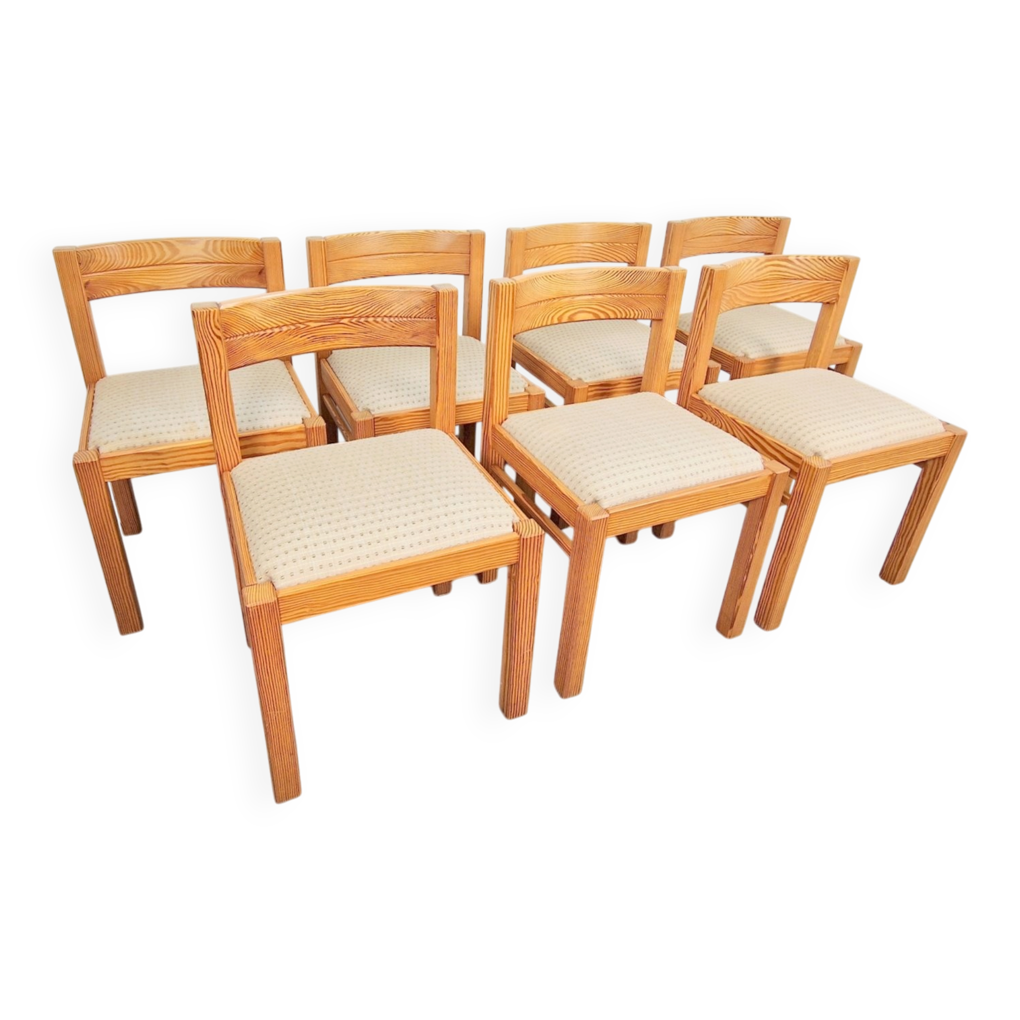 Vintage Pine Dining Chairs by Martin Visser for 't Spectrum, 1960s, Set of 7