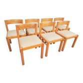 Vintage Pine Dining Chairs by Martin Visser for 't Spectrum, 1960s, Set of 7