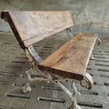 Antique garden bench oak on cast iron legs 125 cm