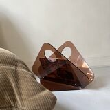 magazine holder in smoked plexiglass, design 1970