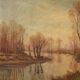 Grand tableau de paysage signé A. Corradi du XXe siècle