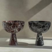 The XL Pedestal Bowl in black and green marble
