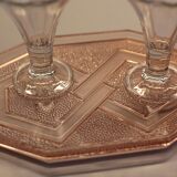 Plateau art-déco verre rose