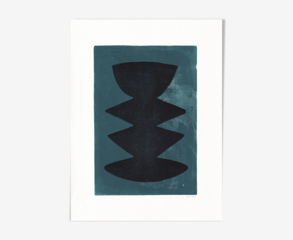 Peinture sur papier illustration datée et signée Eawy