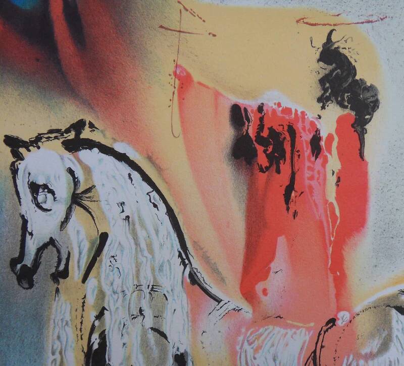 Salvador Dali: Horses, the Christian Knight, signed lithograph
