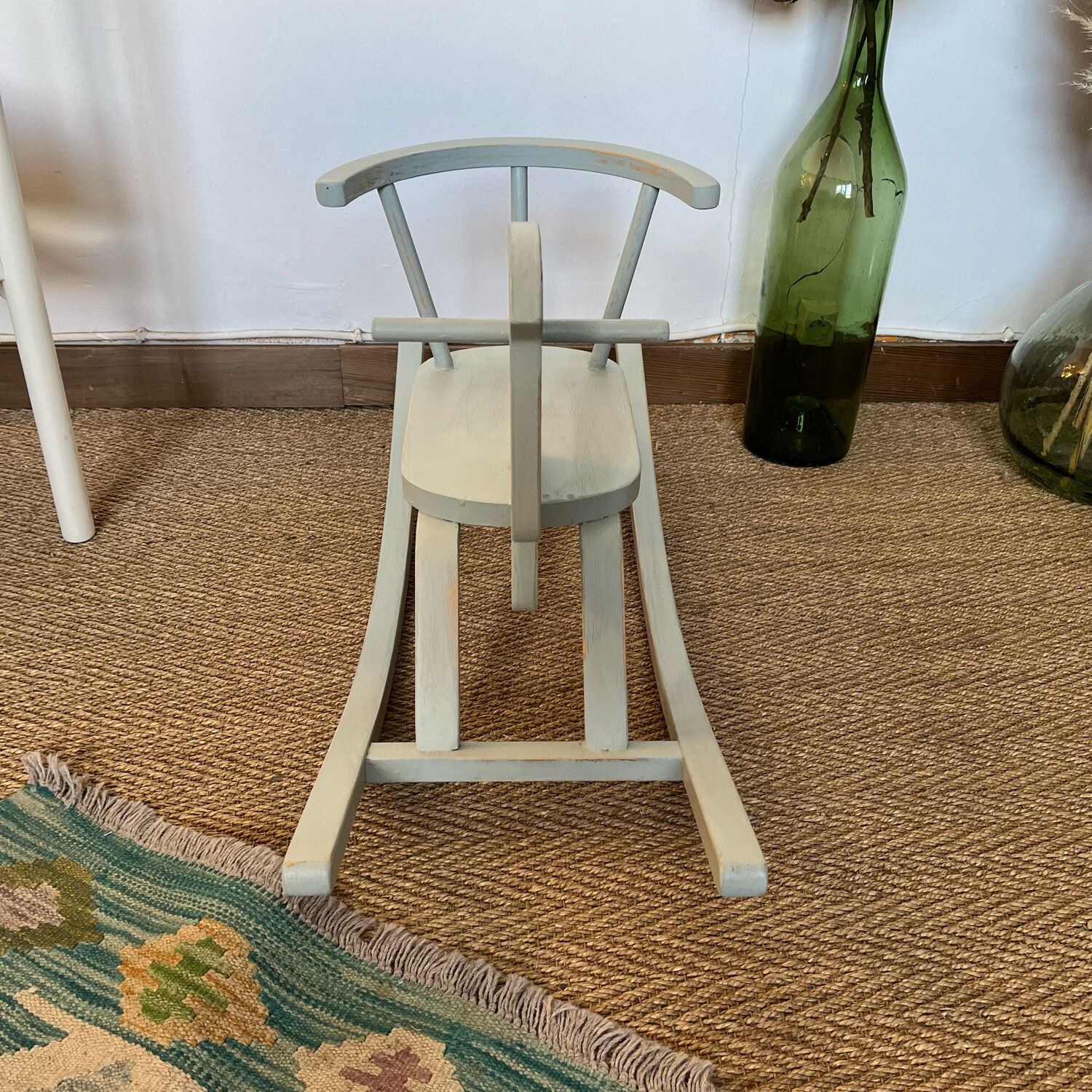 Vintage wooden rocking horse in its patina