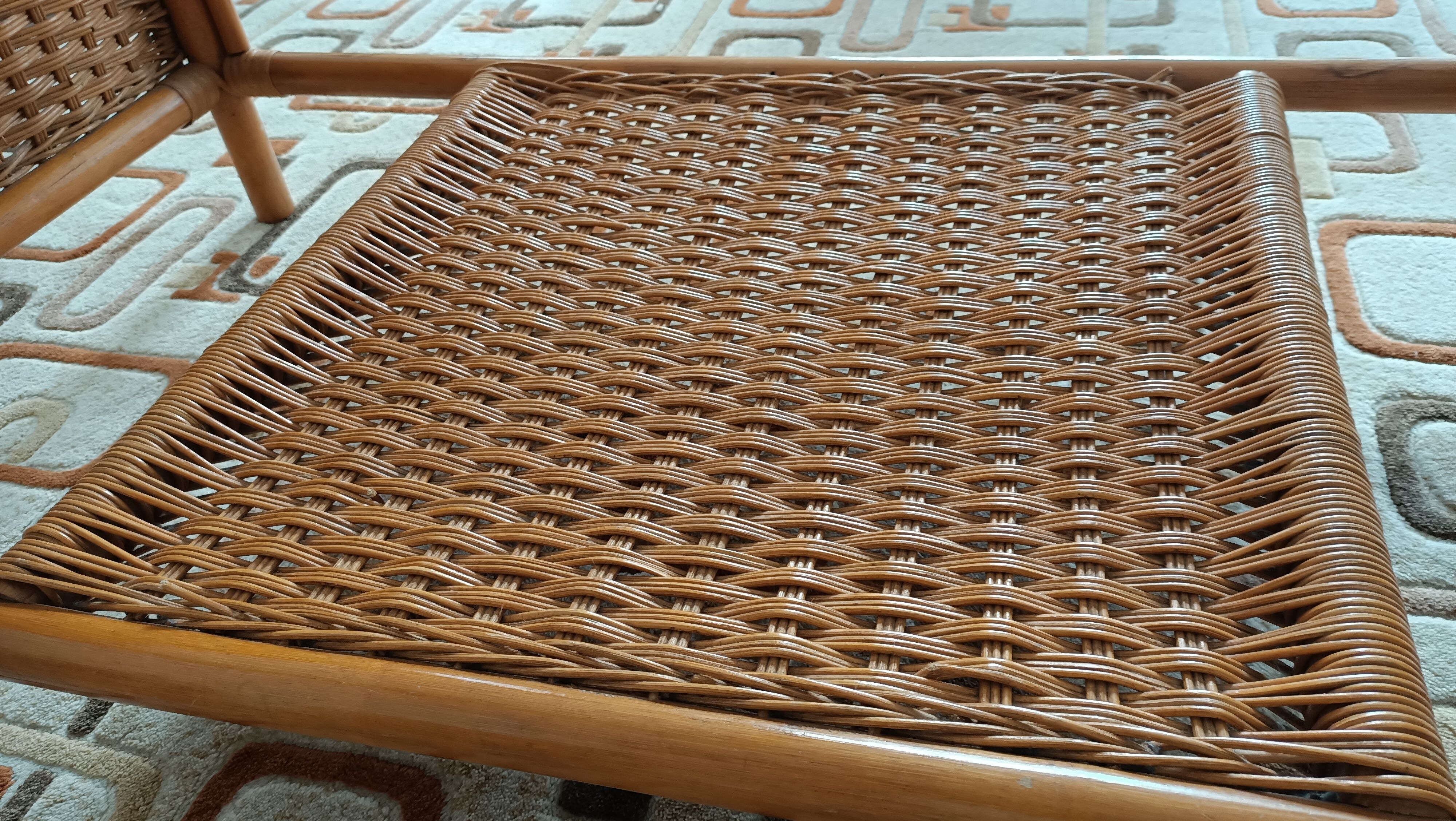 Braided rattan coffee table