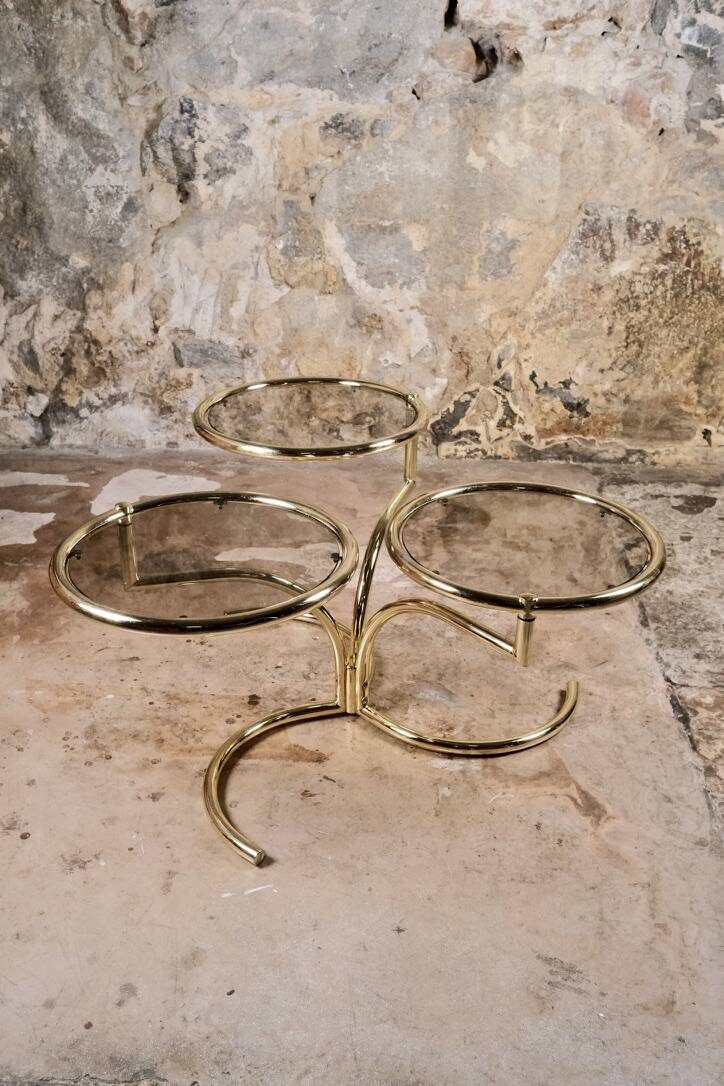 Modular brass coffee table, Morex, Italy, 1970