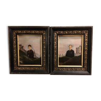 Paire de portrait avec cadre de 1886