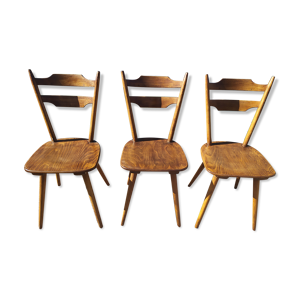 lot de 3 chaises de bistrot en bois bar vintage