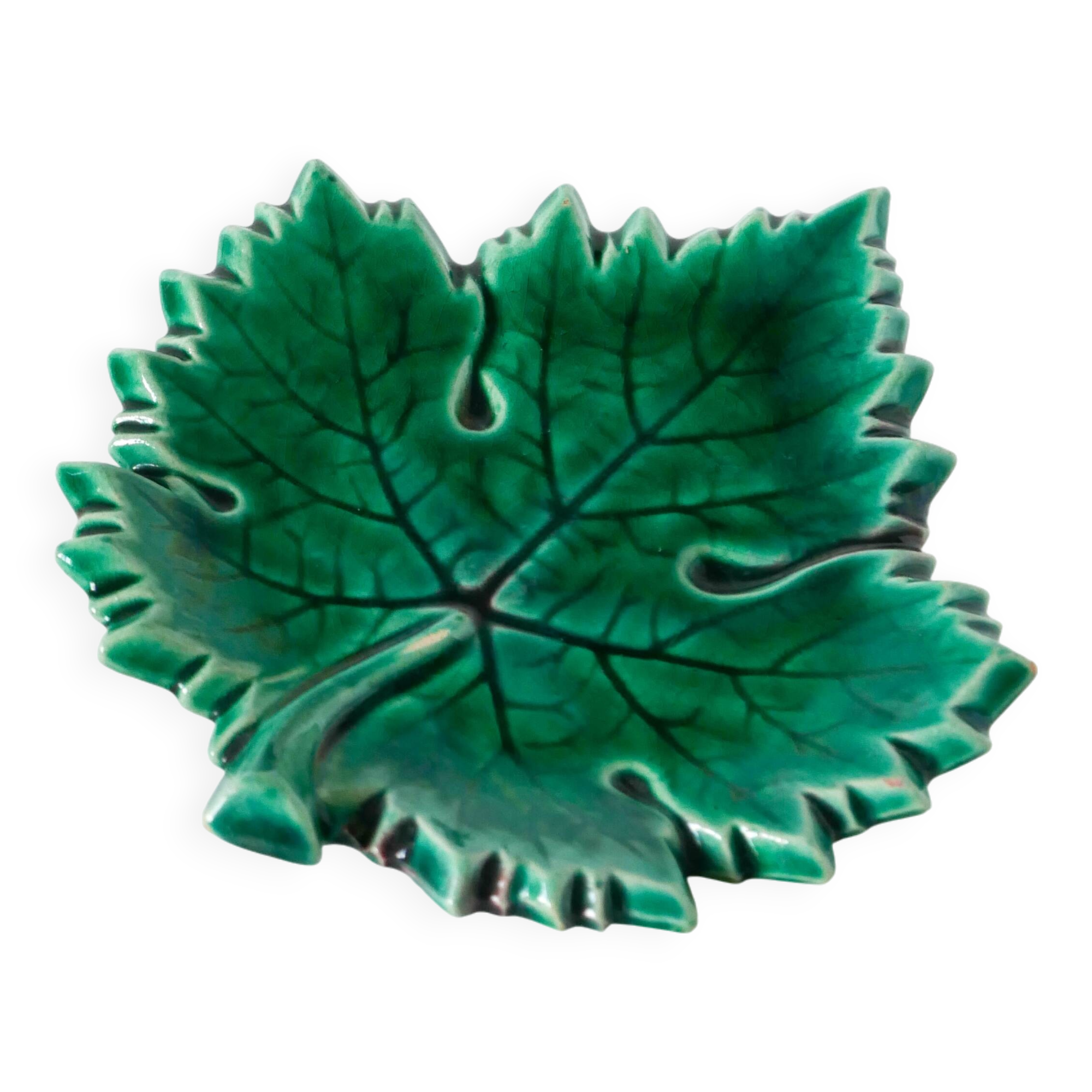Green ceramic / slip pocket emptier, Leaf model, Clam Ceramics