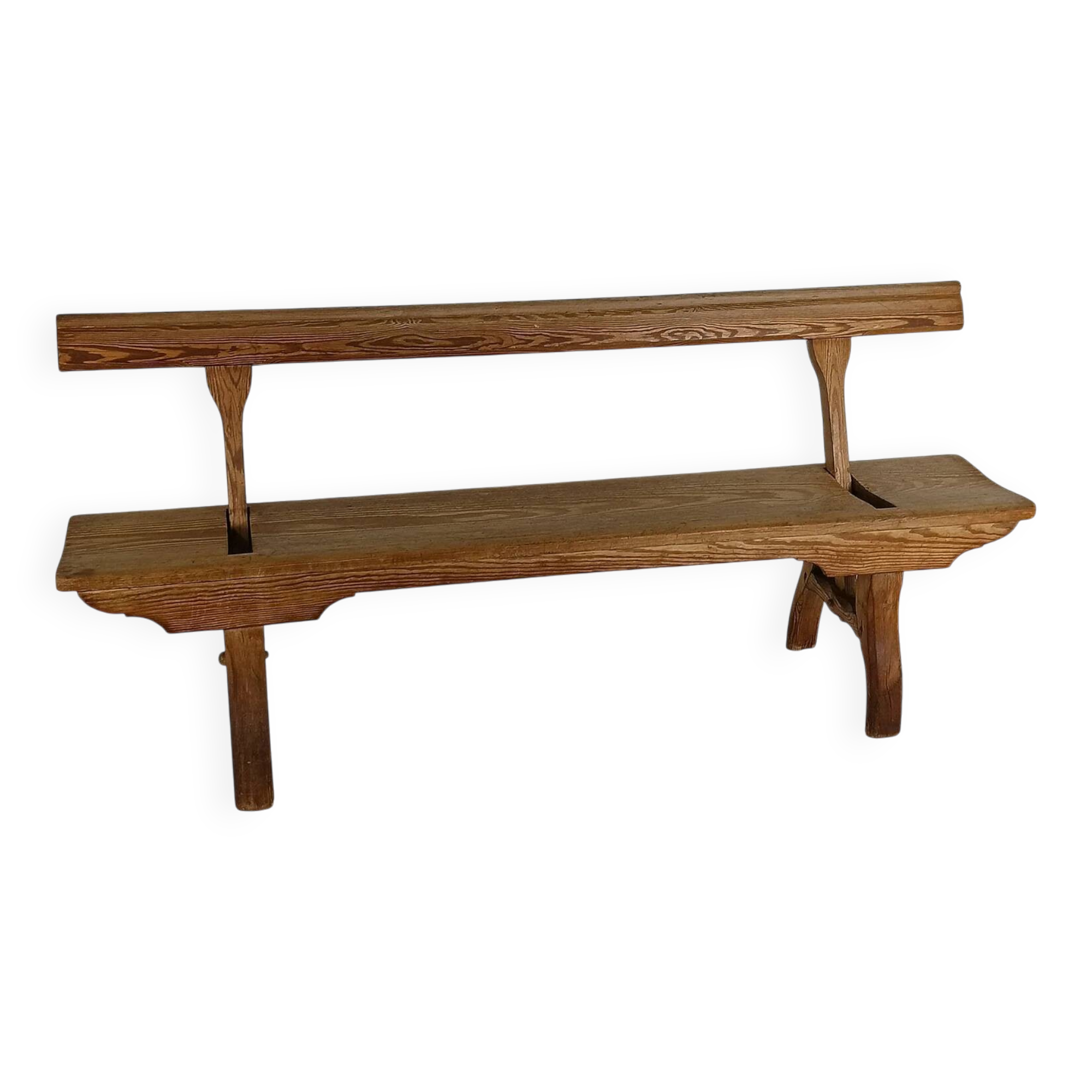 Victorian pitch pine short railway antique bench
