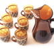 Amber glass and rattan service