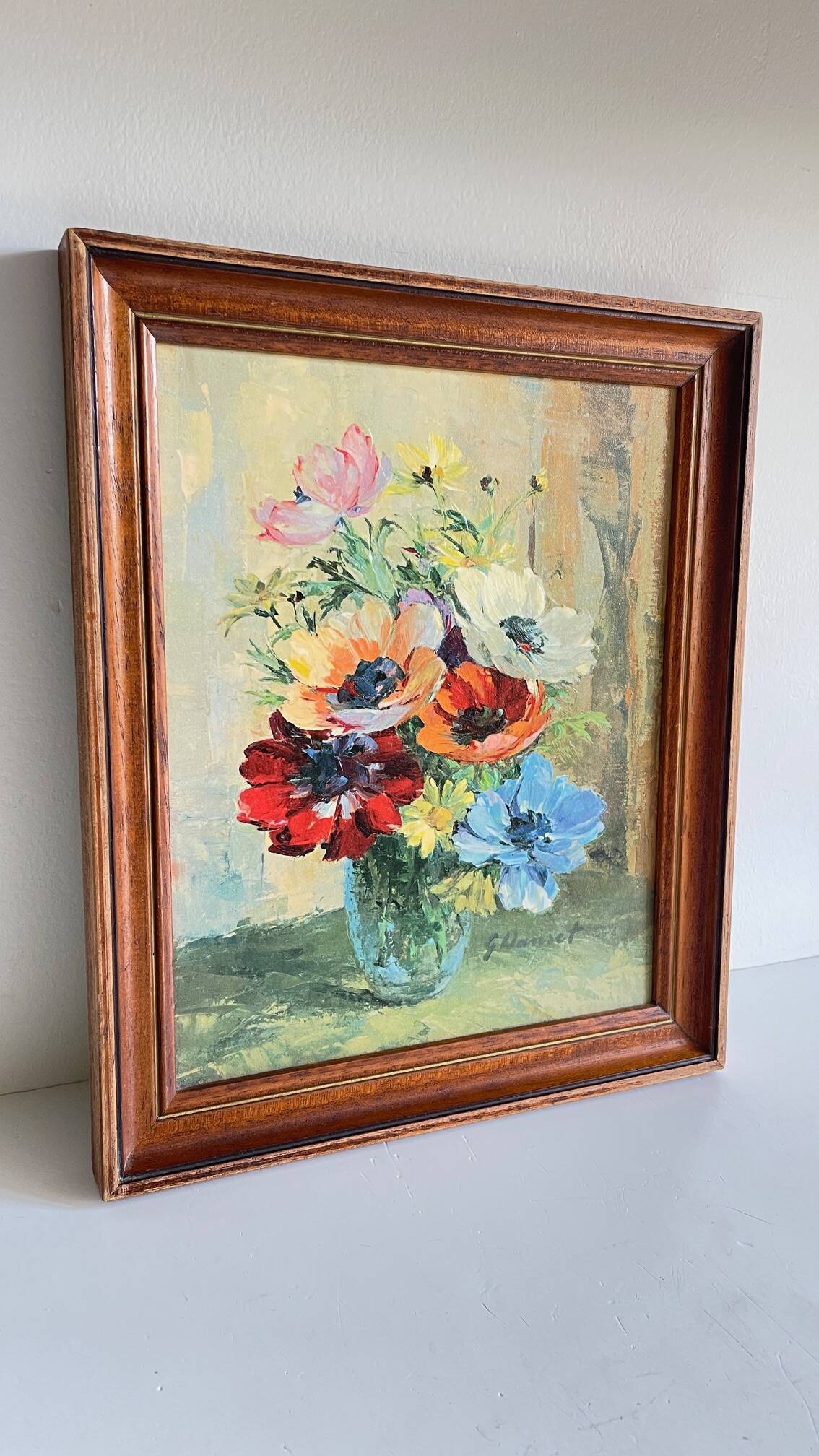 TABLEAU Vintage Bouquet aux ANEMONES