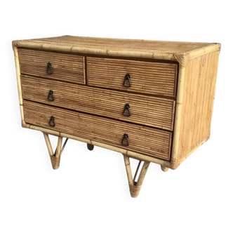 Commode bambou et rotin - vintage 1960