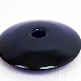 Blue glass saucer candle holder