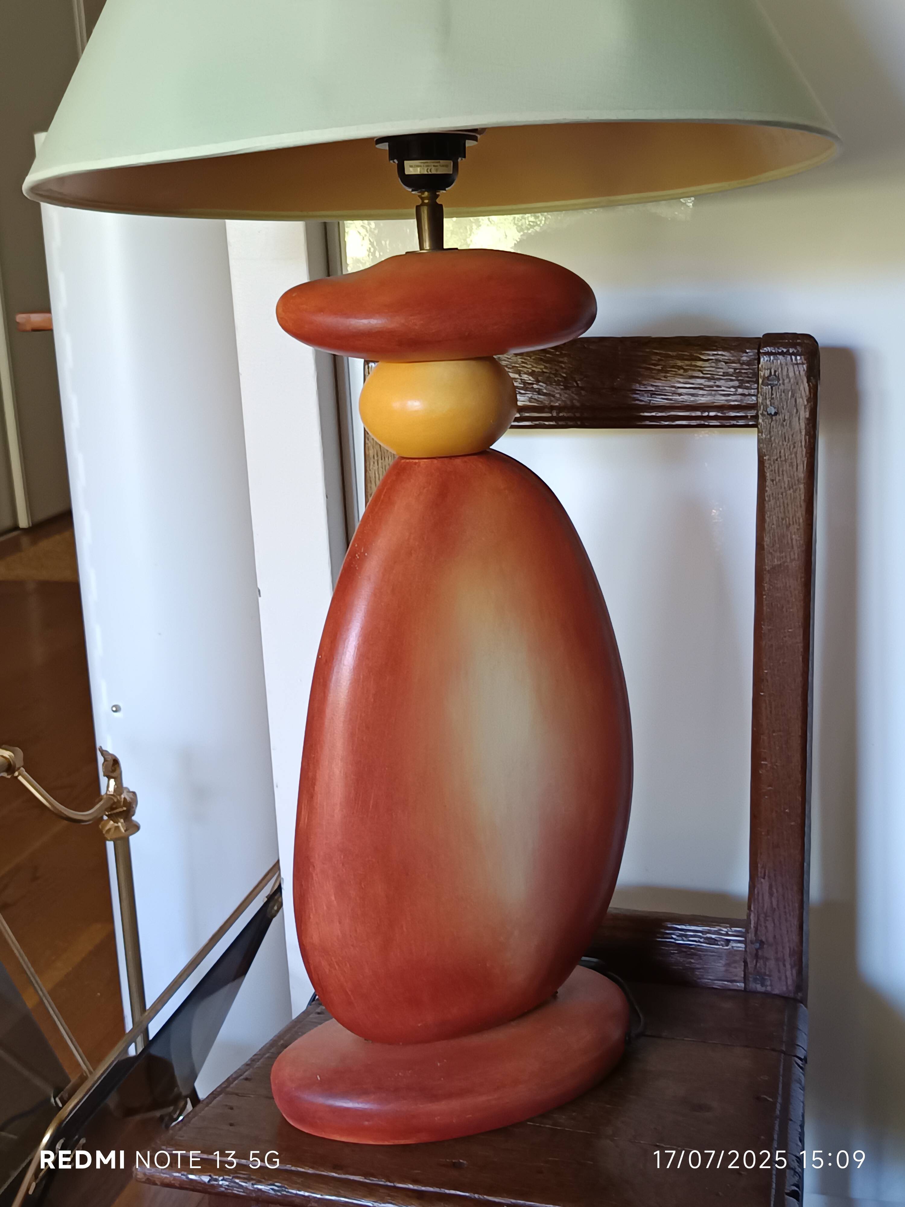 ceramic pebble lamp 1990 signed François Chatain