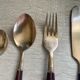 Cutlery in brass and rosewood 24pcs