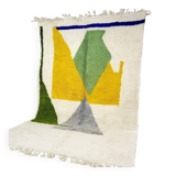 Off-white Moroccan rug with colorful patterns, 250cm x 150cm