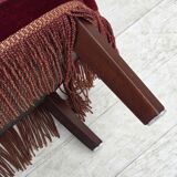 1970s, Danish highback armchair, red furniture velour, beech wood.