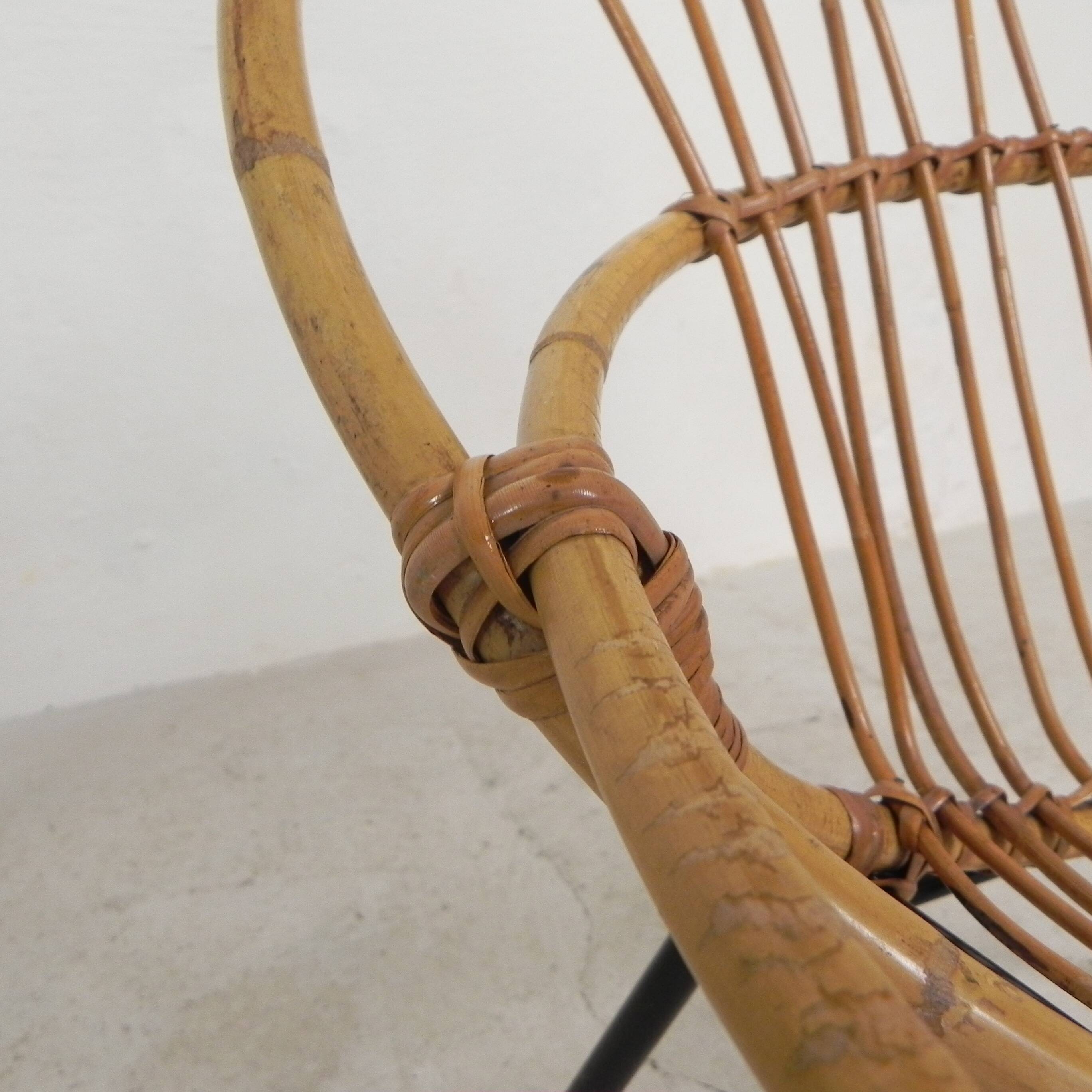 Set of 2 rattan, bamboo children's chairs Rohe Noordwolde 1950s