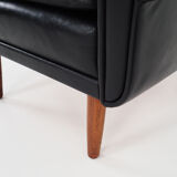 Black leather armchair, Danish design, 1970s, production: Denmark