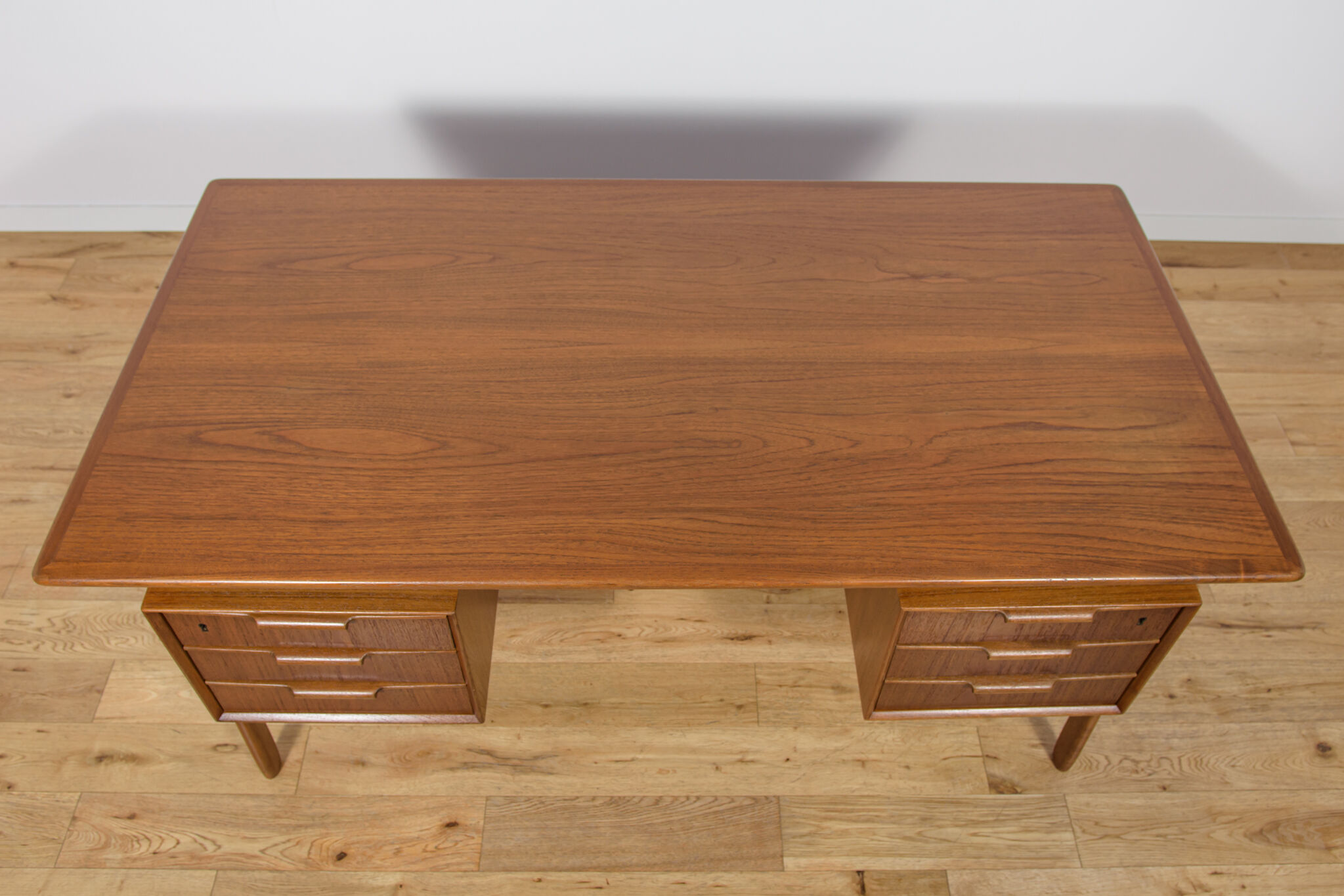Mid-Century Teak Model 75 Freestanding Desk from Omann Jun, Denmark, 1950s