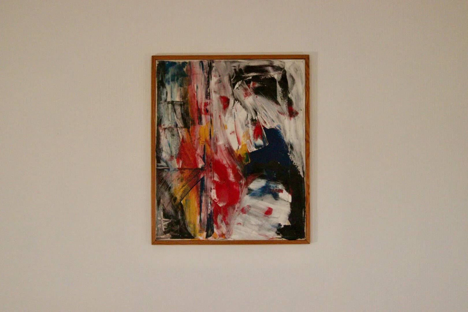 Original Swedish Oil on Canvas – “Abstract” by KB – Vintage & Framed  49 ×