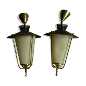 paire de lampes plafonniers années 50