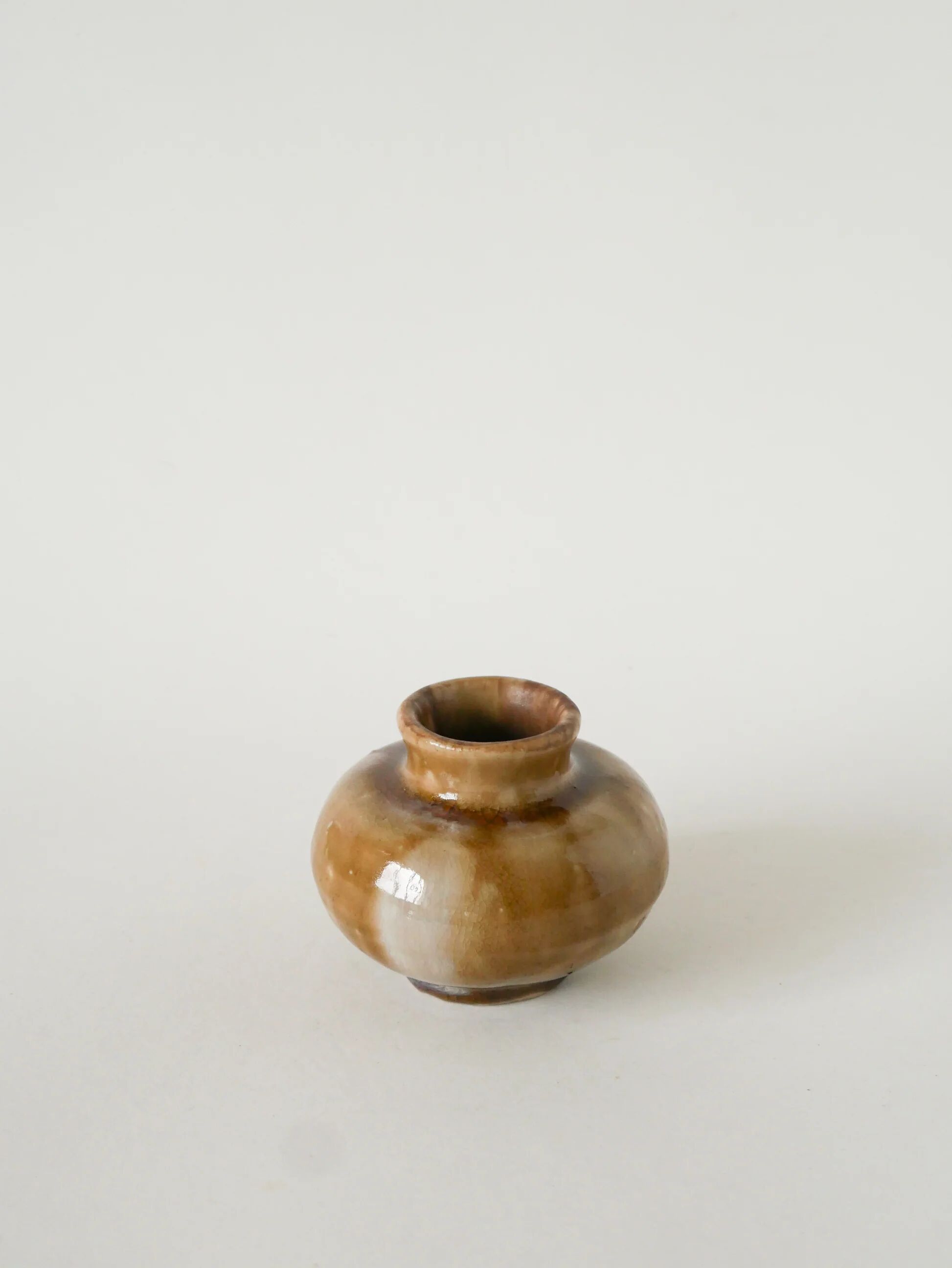 Small ceramic vase, light brown, 1970.