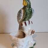 Vase pot en barbotine perroquet