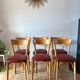 Set of 6 Luterma bistro chairs in blond wood and skaï 50s