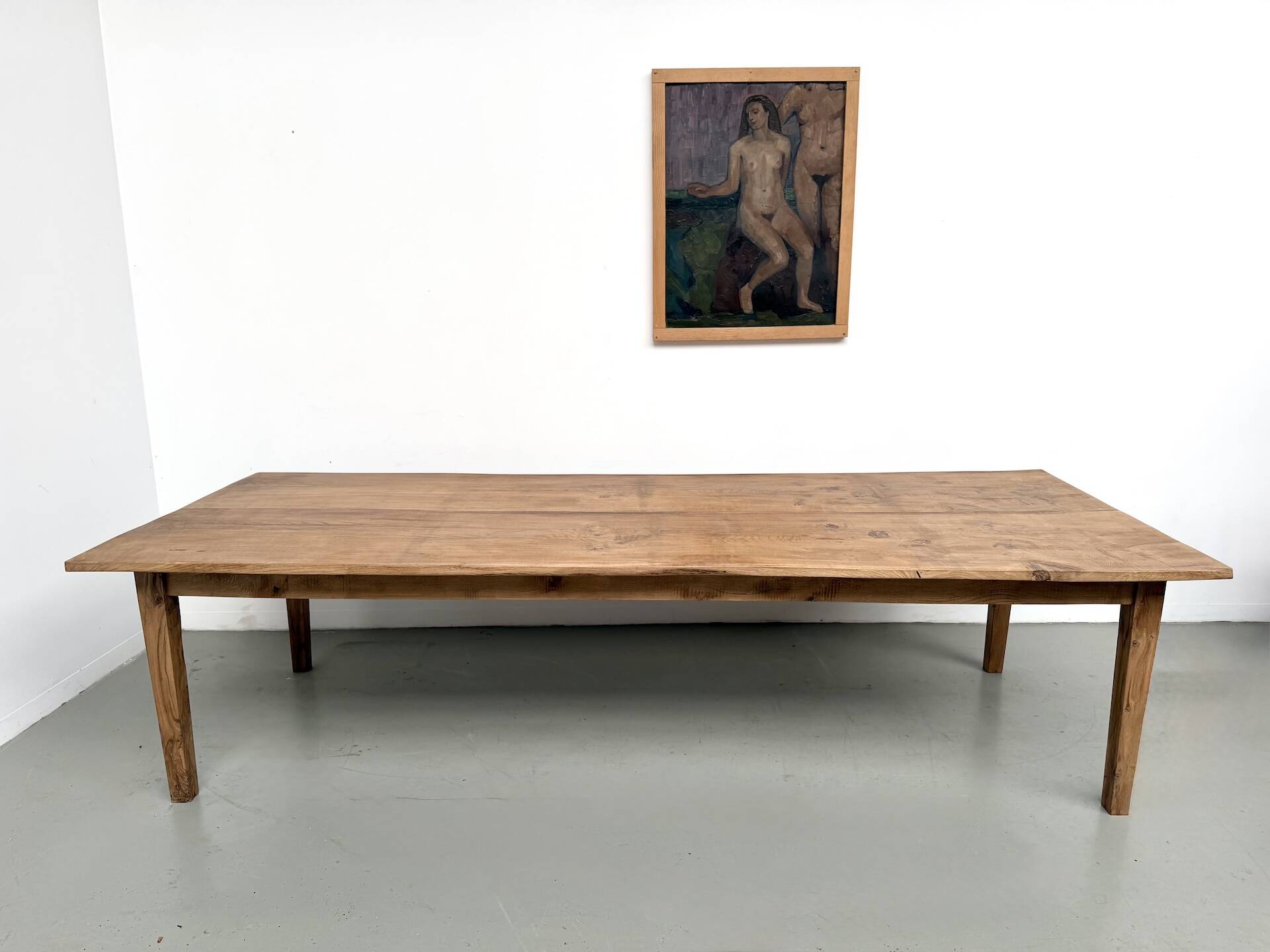 Very large farmhouse table in solid oak, 1950s – L300 cm