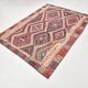 5x7 Red Blue Geometric Handmade Vintage Rug, 165x231Cm