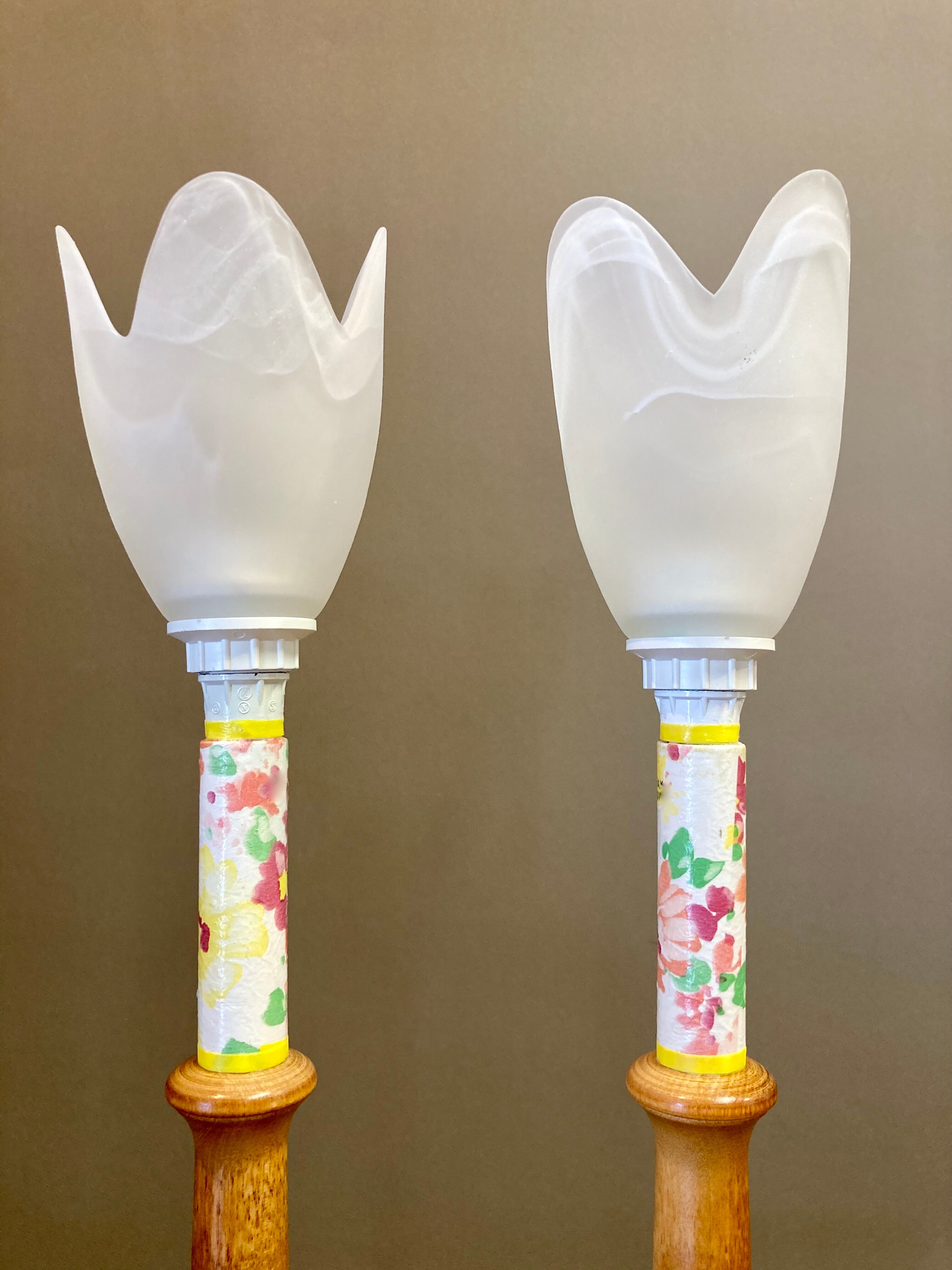 Pair of lamps glass paste Scandinavian design 1950.