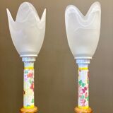 Pair of lamps glass paste Scandinavian design 1950.