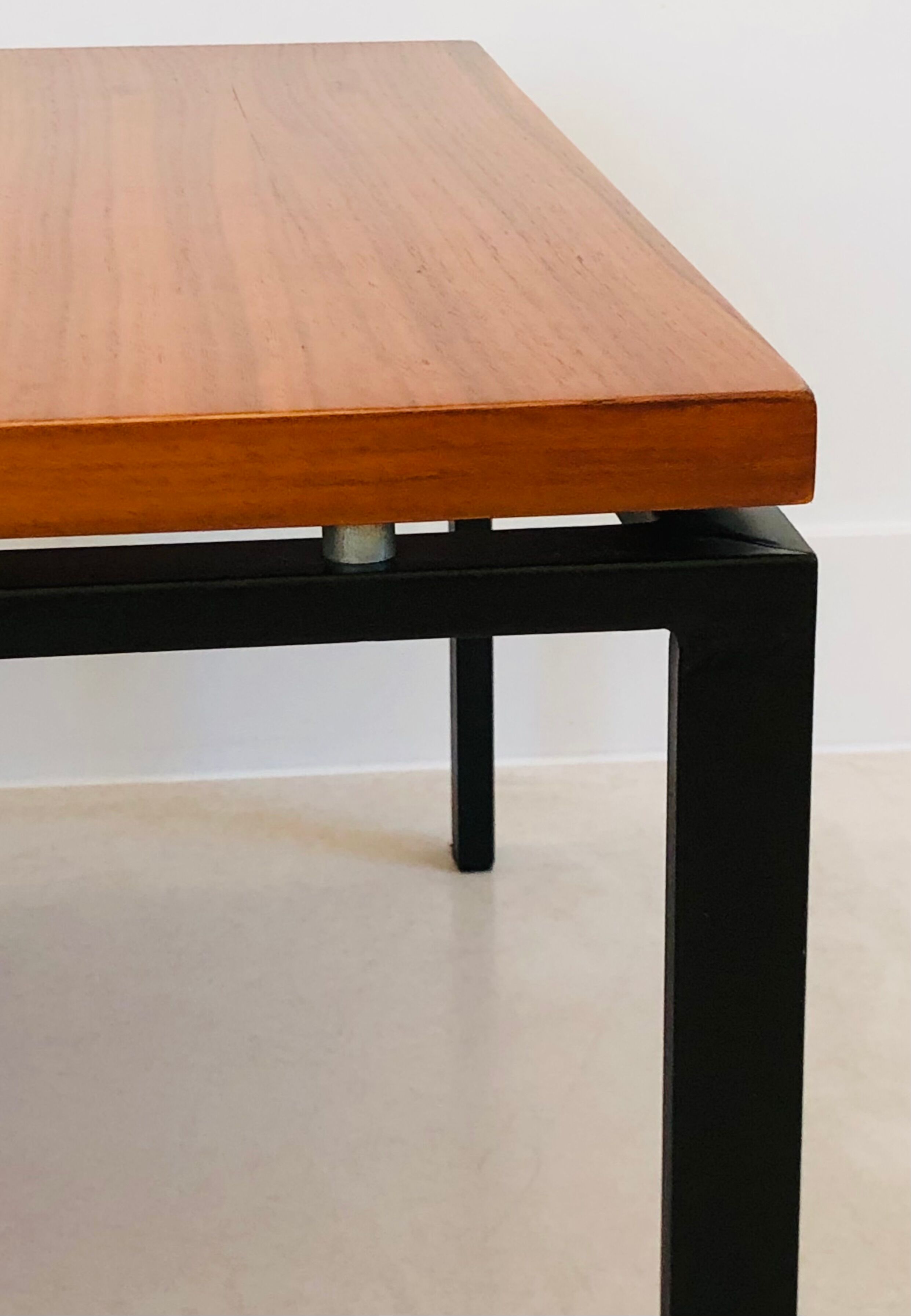 Square metal and walnut coffee table, Italy 60s