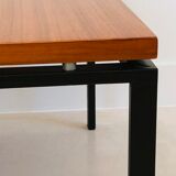 Square metal and walnut coffee table, Italy 60s