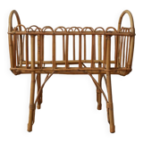 Wicker rattan cradle vintage Scandinavian design retro old toy doll bed