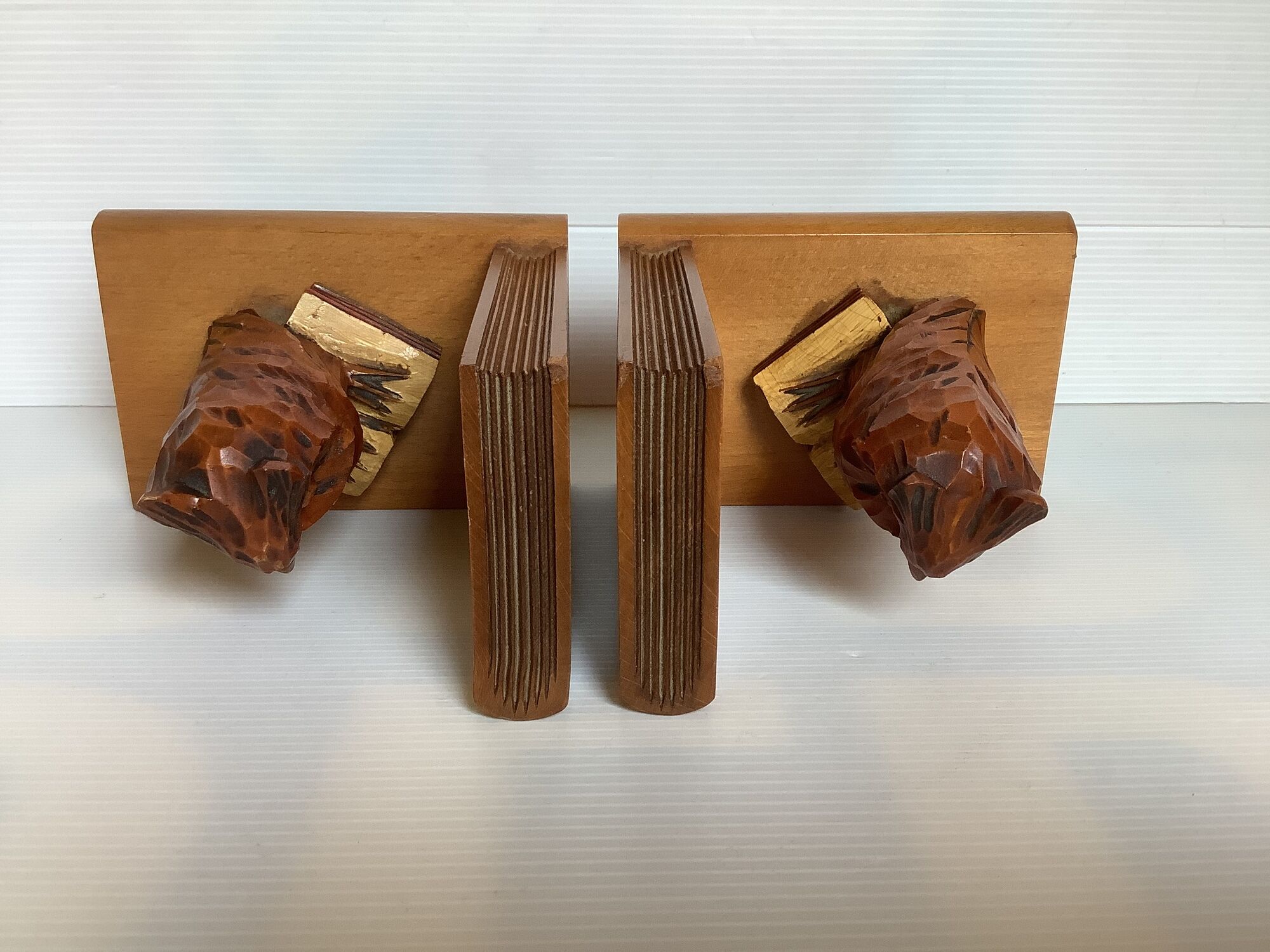 Pair of bookends owls wooden owls