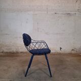 Magis Piña blue chair with metal frame and padded seat