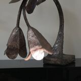 Paire de lampes brutalistes en bronze