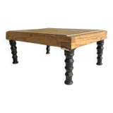 Antique Napoleon III footstool in turned blackened wood – 19th century