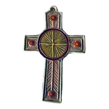 Croix murale en céramique signée Taburet