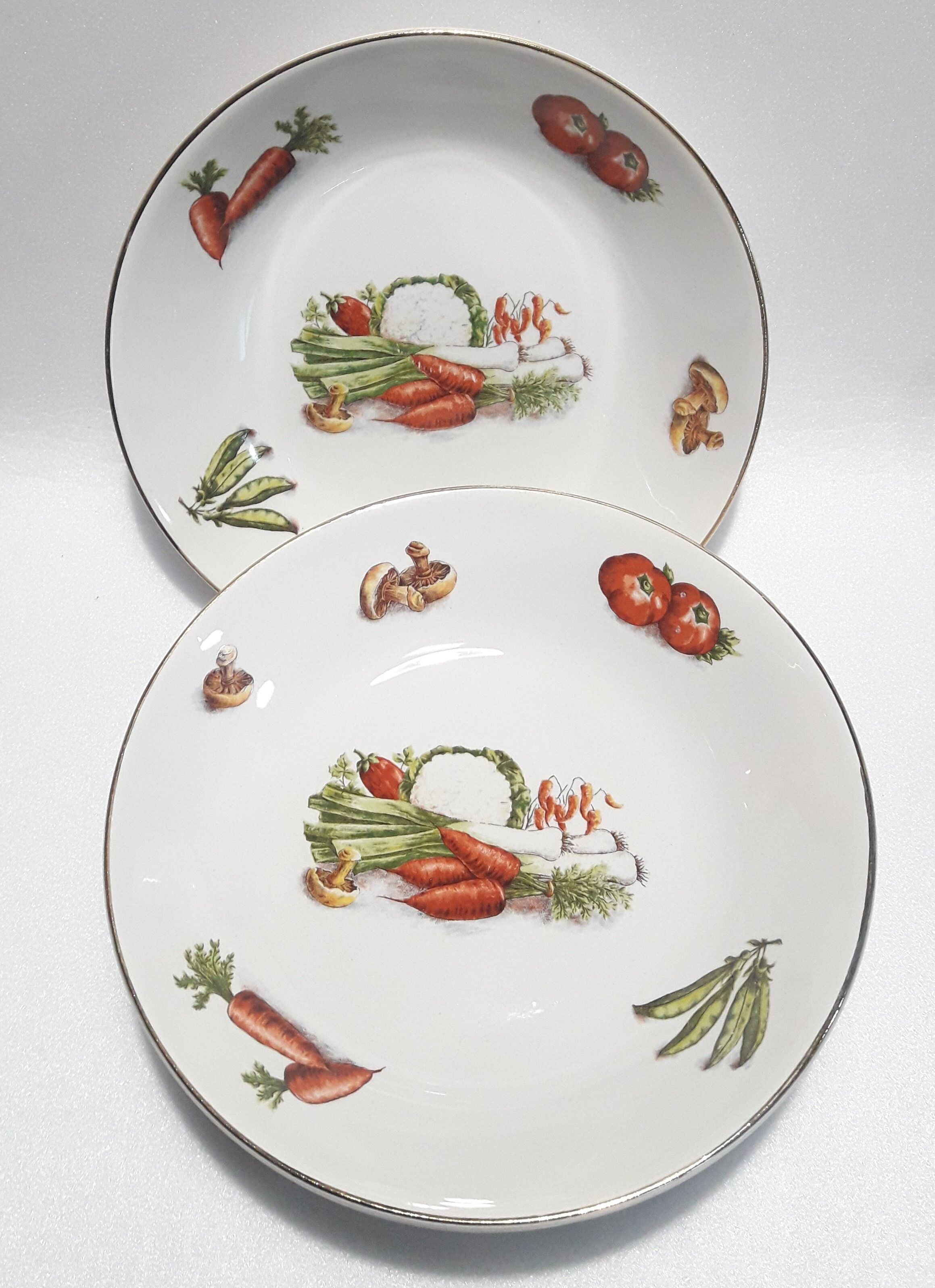5 assiettes creuses Orchies Moulin des loups décor légumes