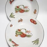 5 hollow plates Orchies Moulin des loups décor vegetables
