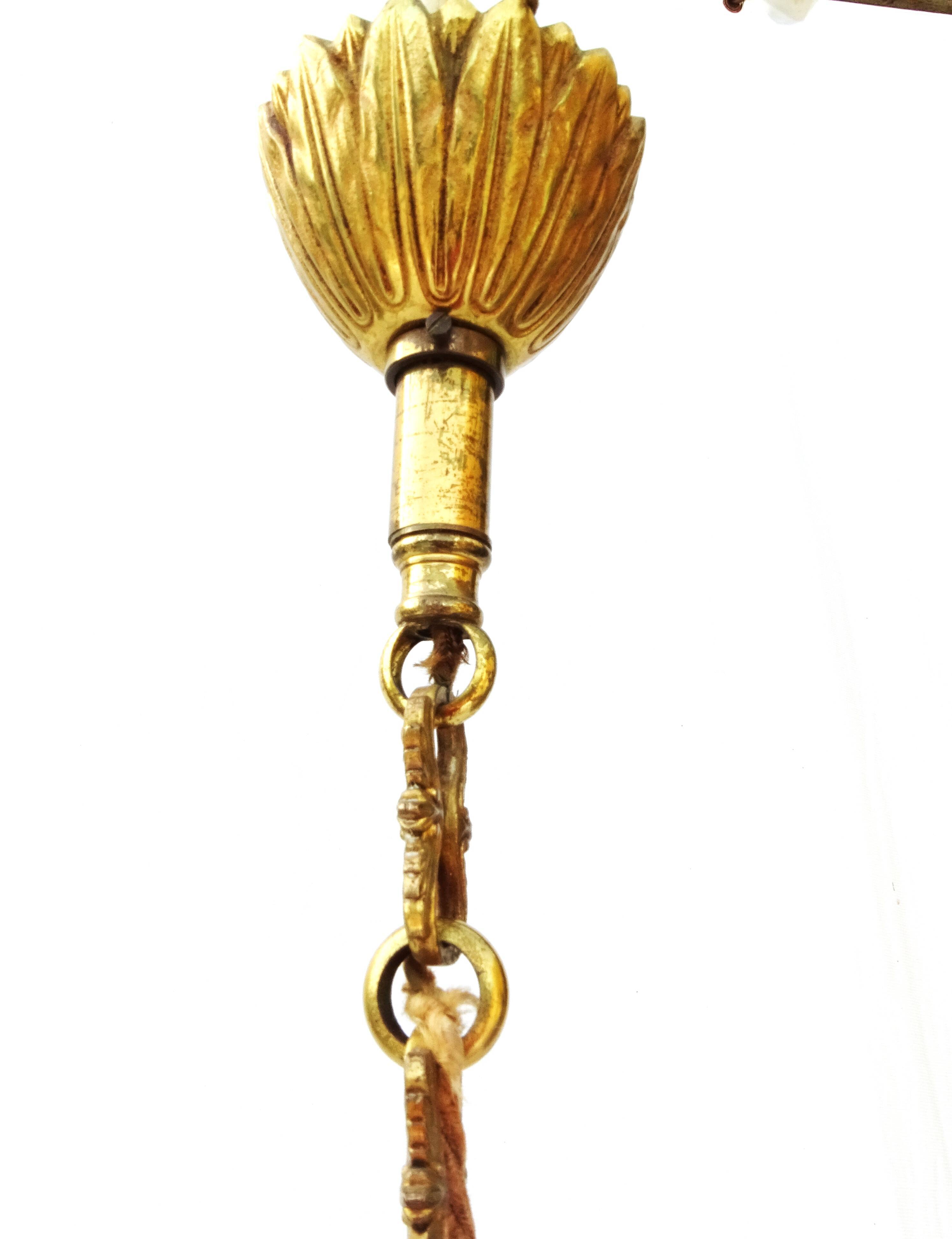 3-branched chandelier in gilded bronze.