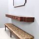 Entryway Set of Wall Mirror, Walnut Console and Bench by Brugnoli, Italy