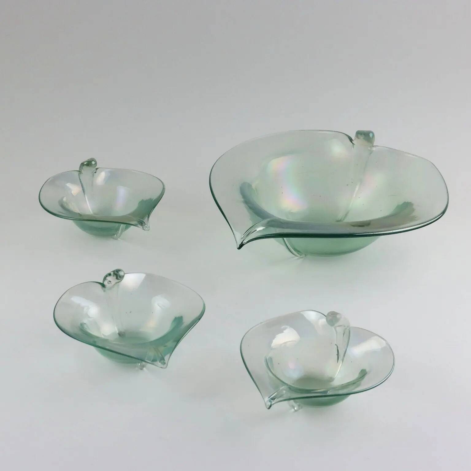 Vintage glass bowls, Murano manufacture, Italy, mid-20th century.